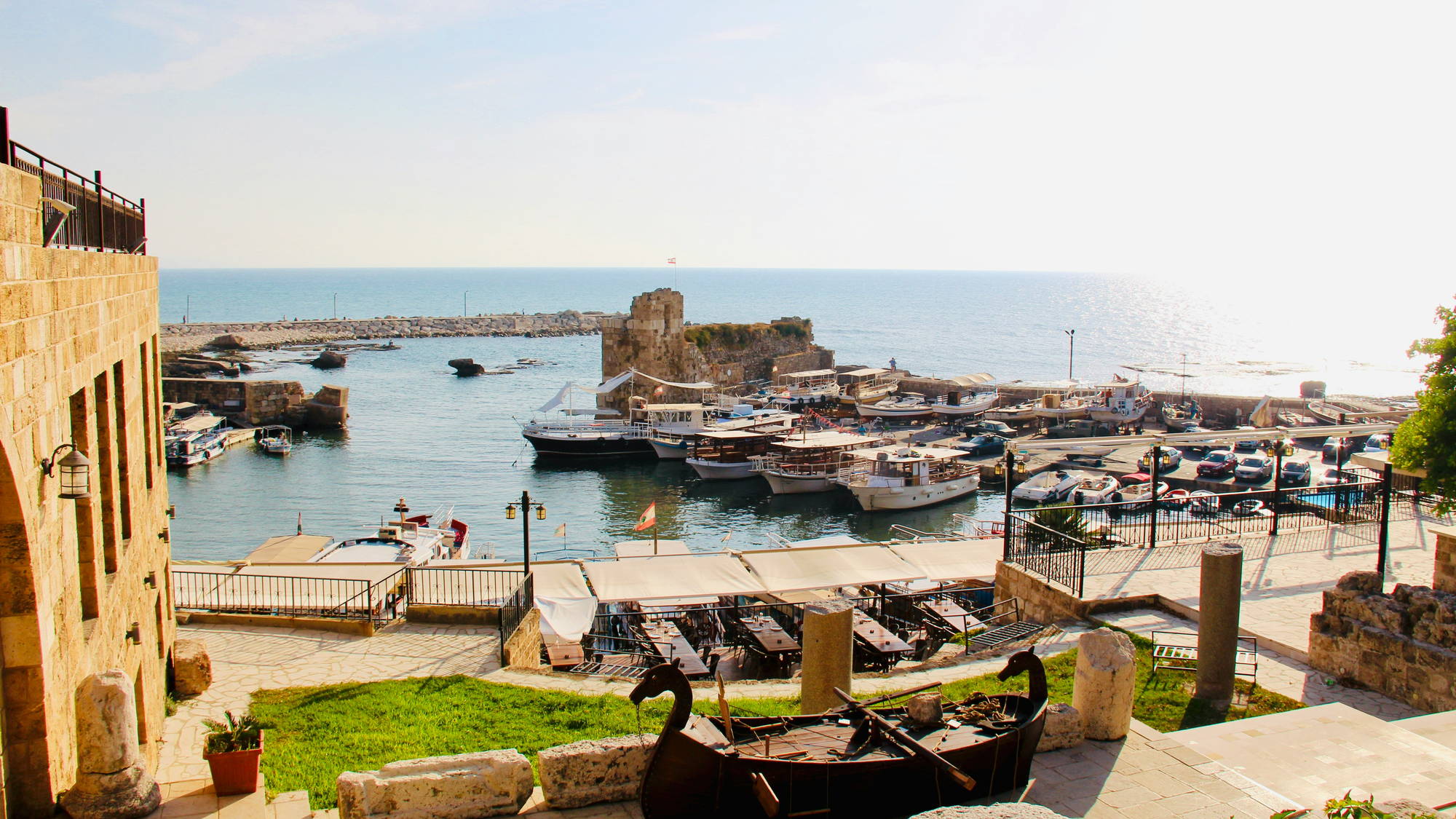 Byblos harbour at sunset
